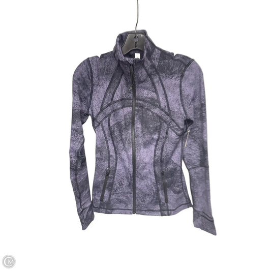 Athletic Top Long Sleeve Collar By Lululemon In Black & Purple, Size: 6