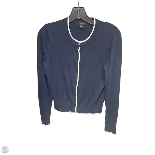 Cardigan By Ann Taylor In Blue & White, Size: L