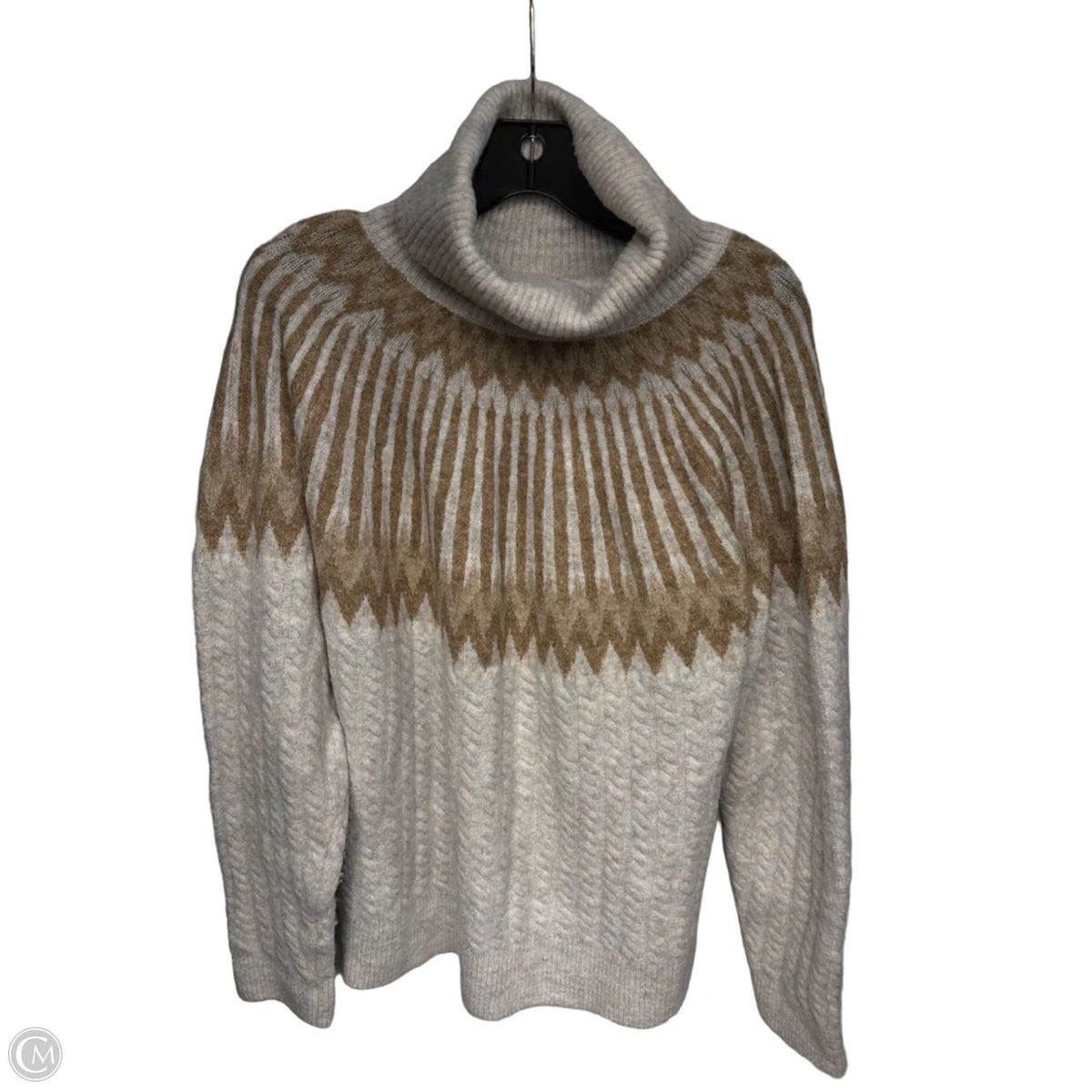 Sweater By Evereve In Brown & Cream, Size: L