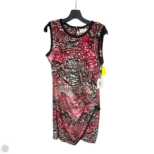 Dress Casual Midi By Calvin Klein In Black & Red, Size: 14