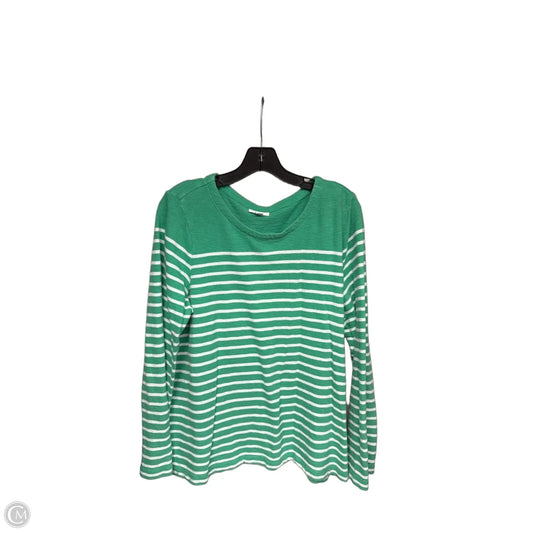 Top Long Sleeve By J. Jill In Green & White, Size: L