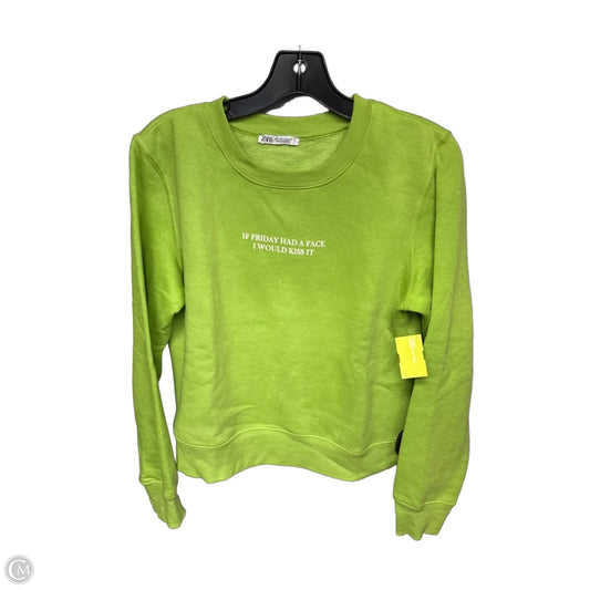 Sweatshirt Crewneck By Zara In Chartreuse, Size: S