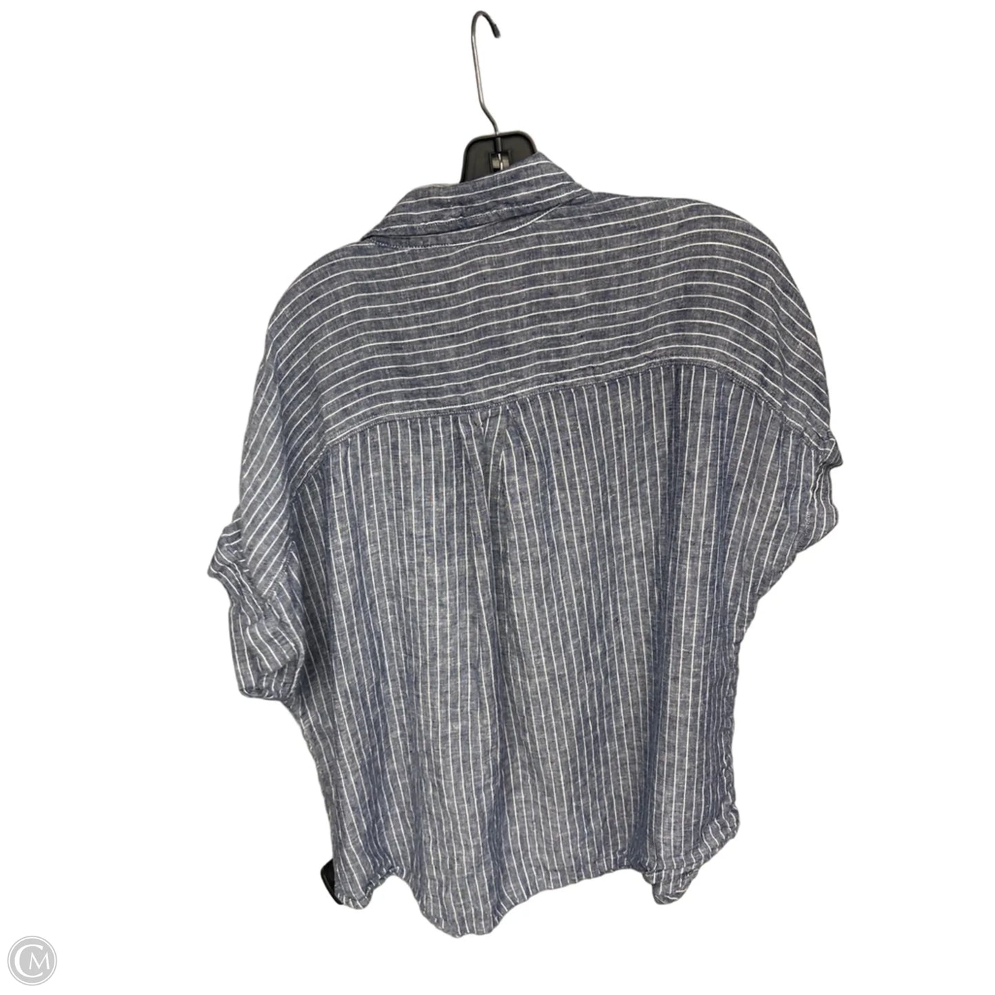 Top Short Sleeve By Quince In Blue & White, Size: Xl