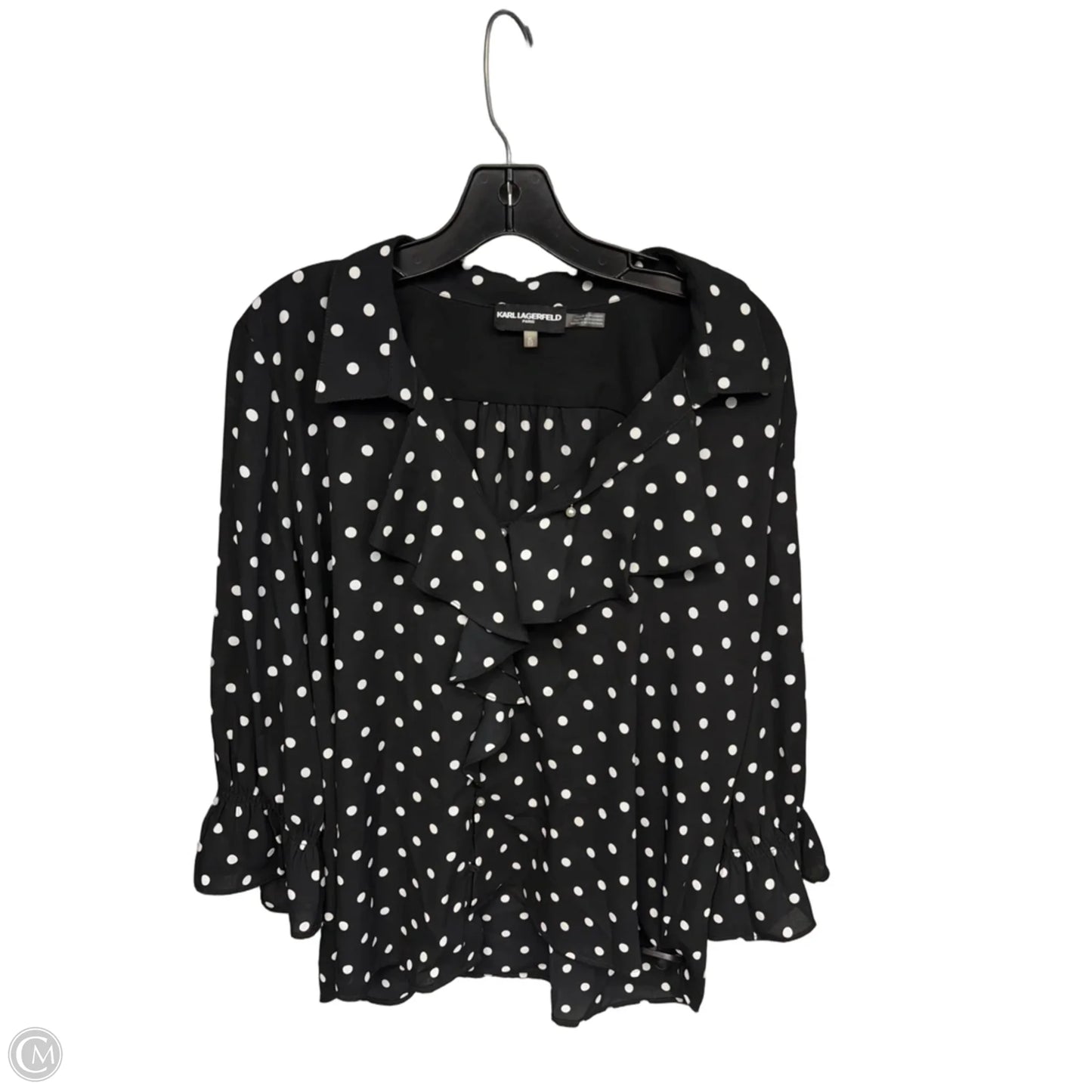 Top Long Sleeve Designer By Karl Lagerfeld In Polkadot Pattern, Size: Xl