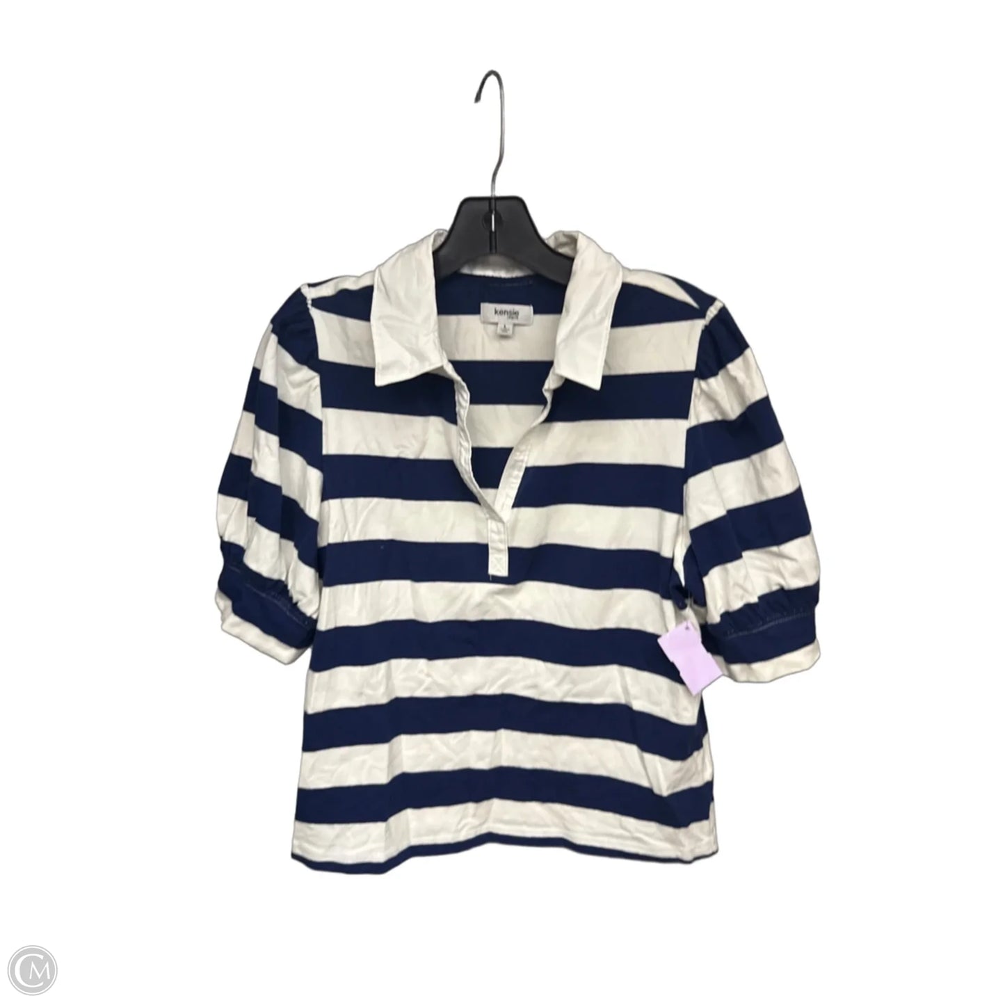 Top Short Sleeve By Kensie In Blue & White, Size: L