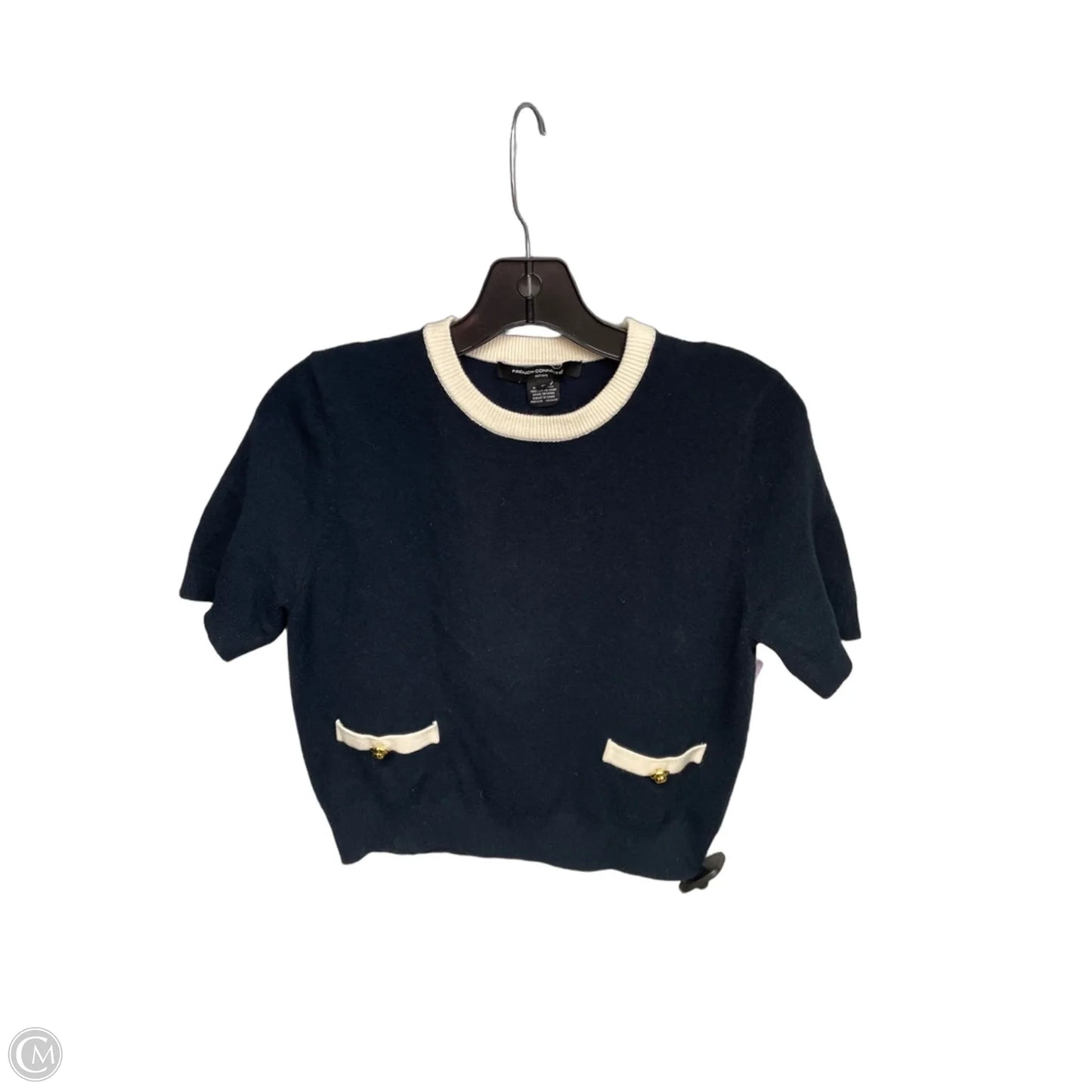 Top Short Sleeve By French Connection In Navy, Size: M