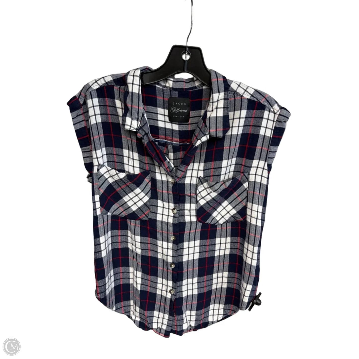 Top Short Sleeve By Jachs Girlfirend In Blue Red & White, Size: S