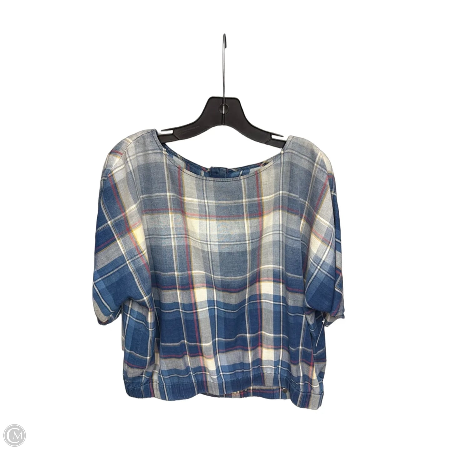 Top Short Sleeve By Current/elliott In Plaid Pattern, Size: S