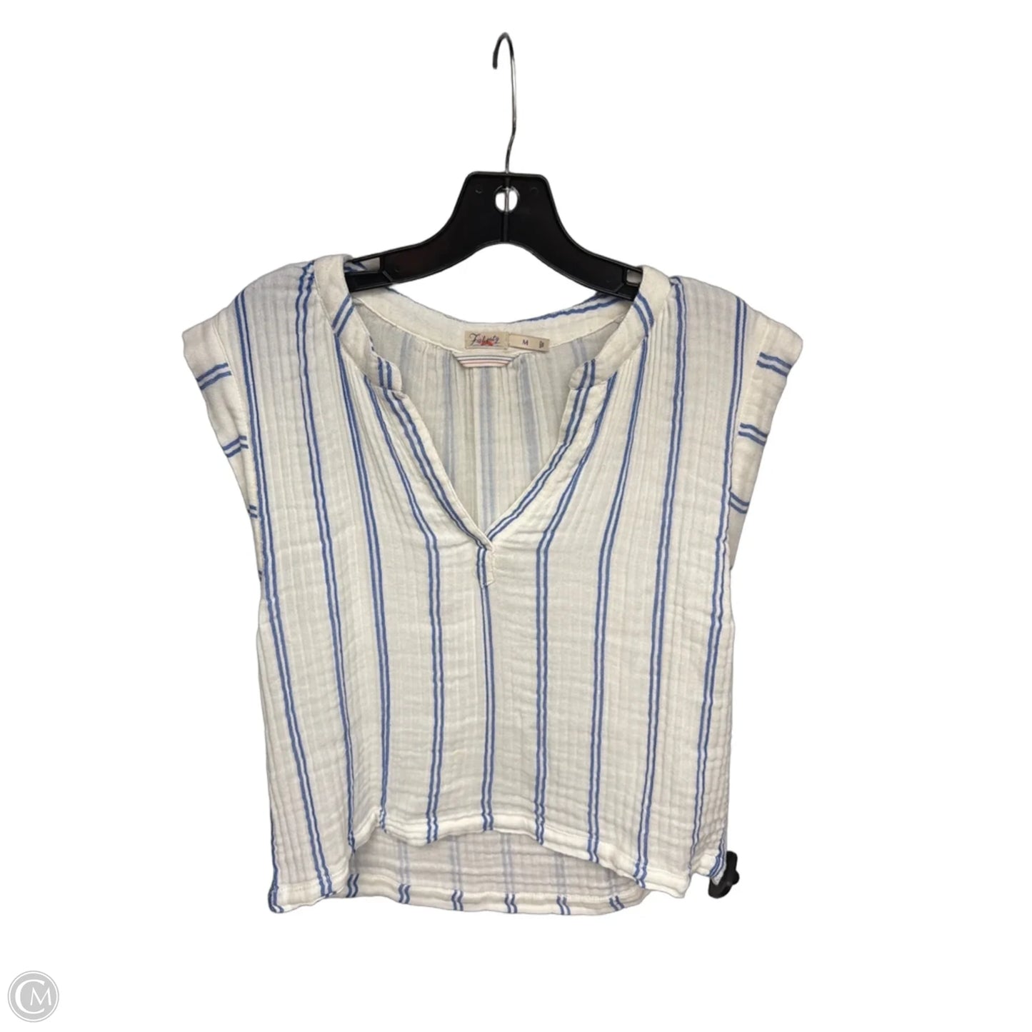 Top Short Sleeve By Faherty In Blue & White, Size: M