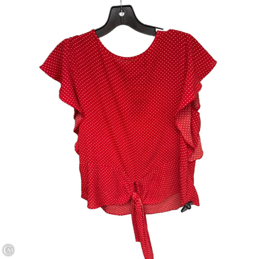 Top Short Sleeve By Monteau In Red & White, Size: Xl