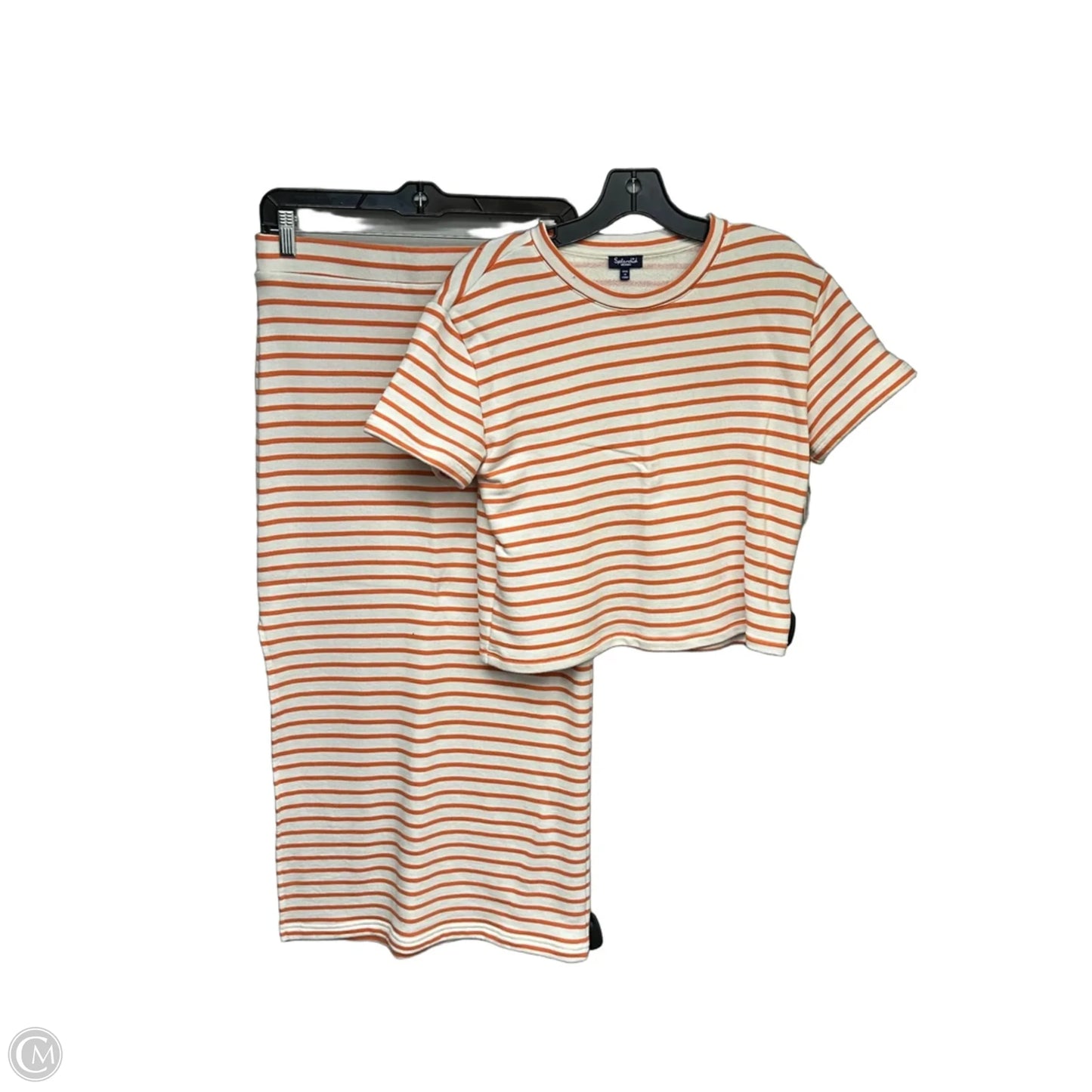 Skirt Set 2pc By Splendid In Orange & White, Size: M