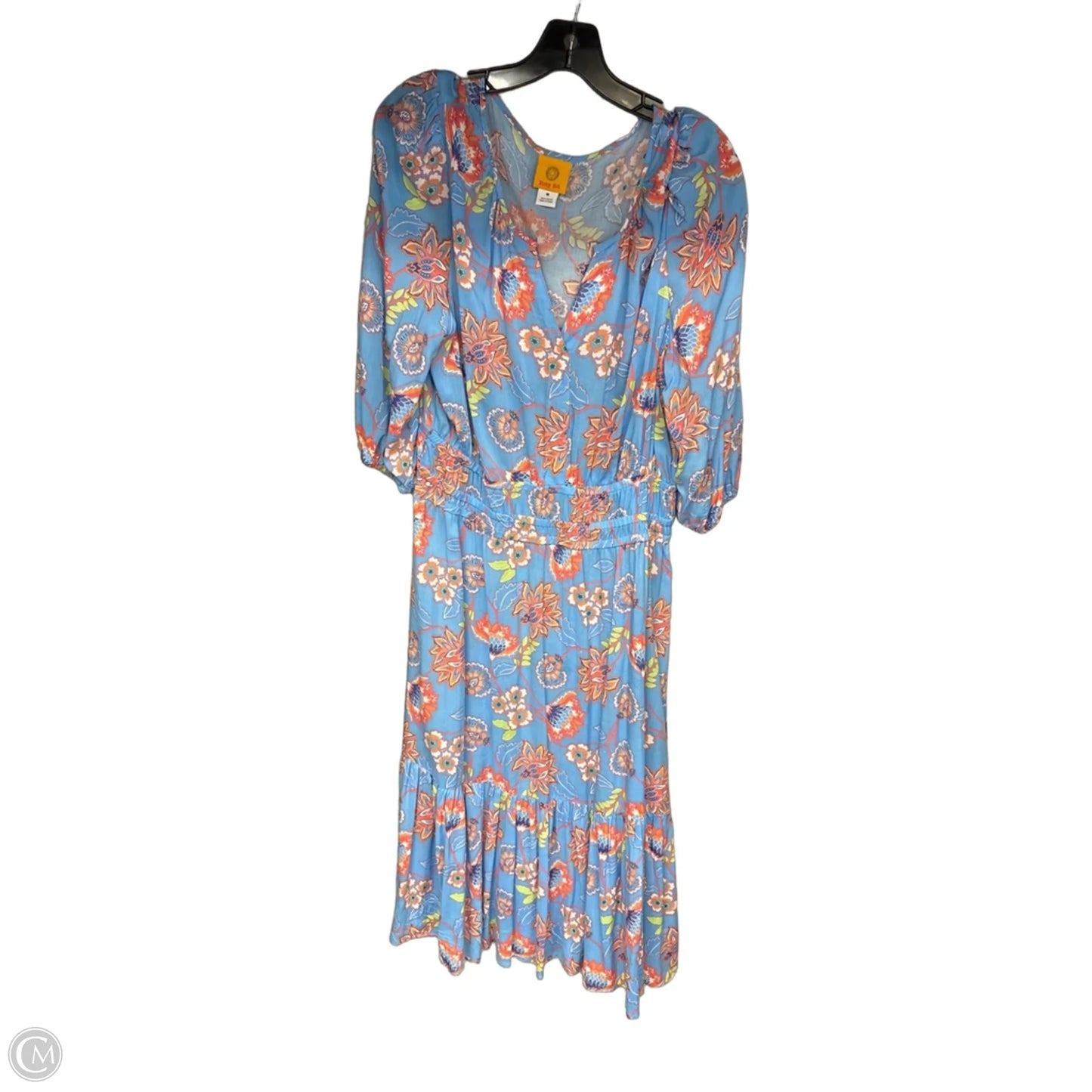 Dress Casual Midi By Ruby Rd In Blue & Orange, Size: M