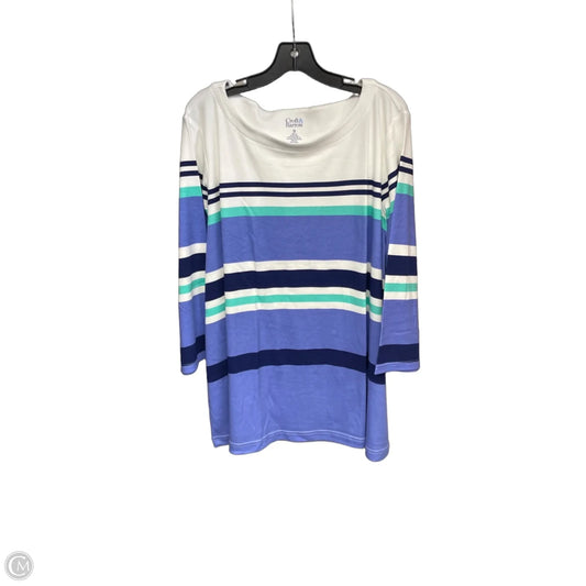 Top Long Sleeve By Croft And Barrow In Blue & White, Size: 3x