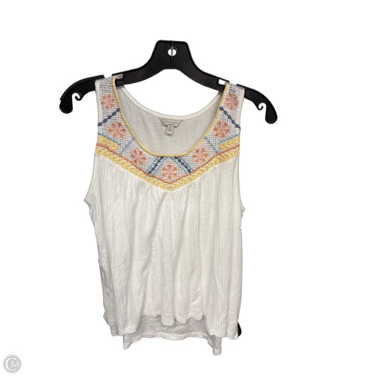 Top Sleeveless By Lucky Brand In White & Yellow, Size: S
