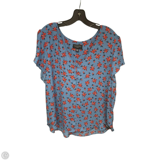 Top Short Sleeve By Premise Studio In Blue & Red, Size: Xl