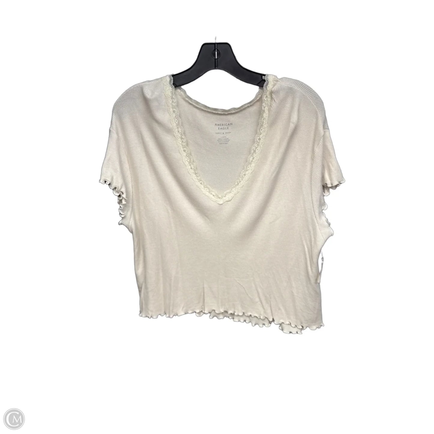 Top Short Sleeve By American Eagle In Cream, Size: L