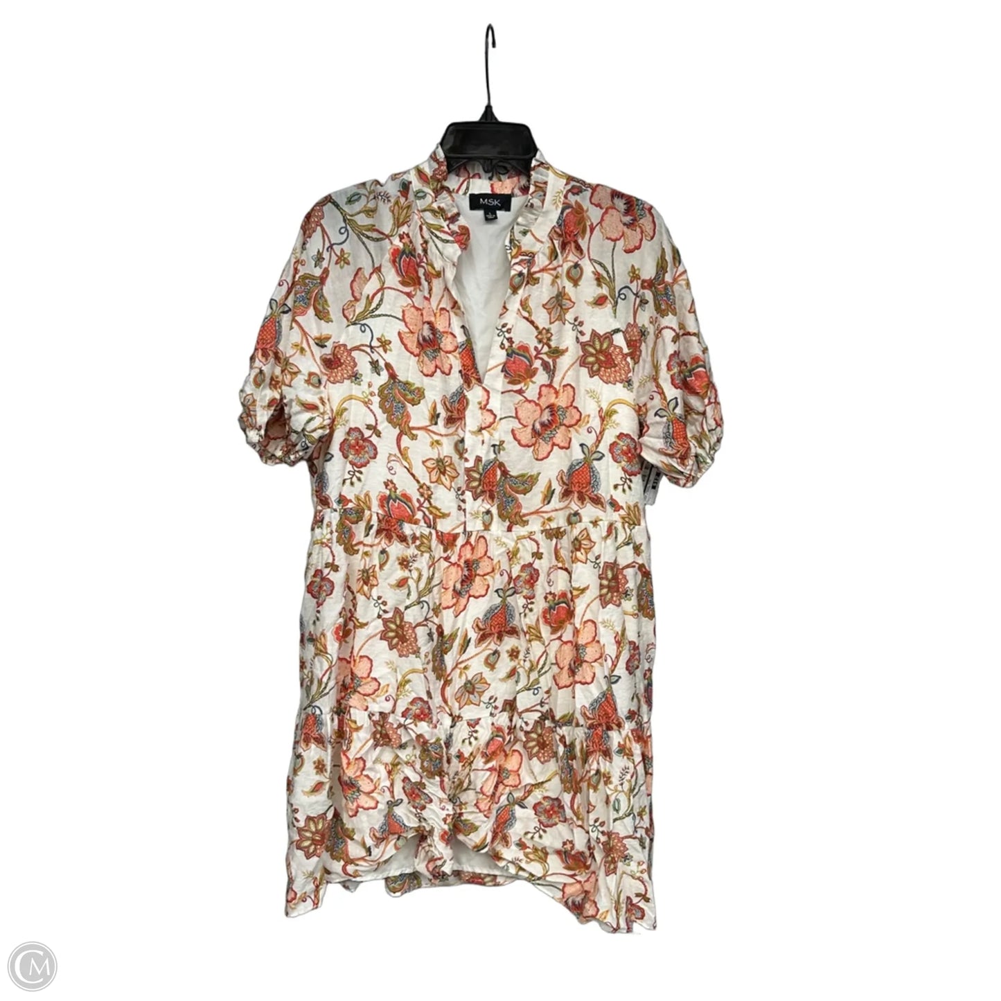 Dress Casual Midi By Msk In Cream & Orange, Size: L