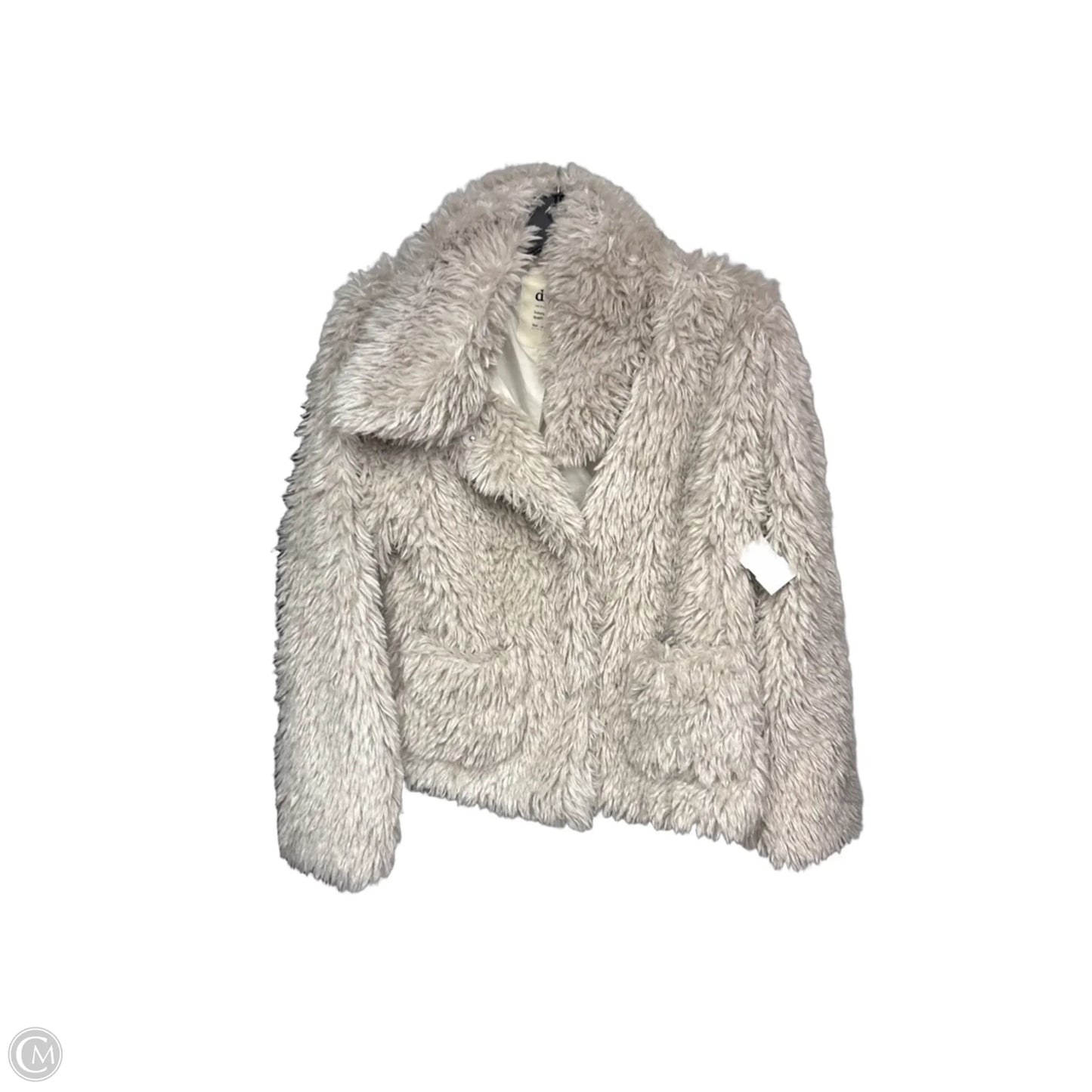 Jacket Faux Fur & Sherpa By Dylan In Cream & Grey, Size: S