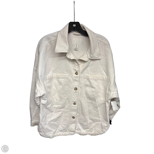 Jacket Denim By H&m In White Denim, Size: M