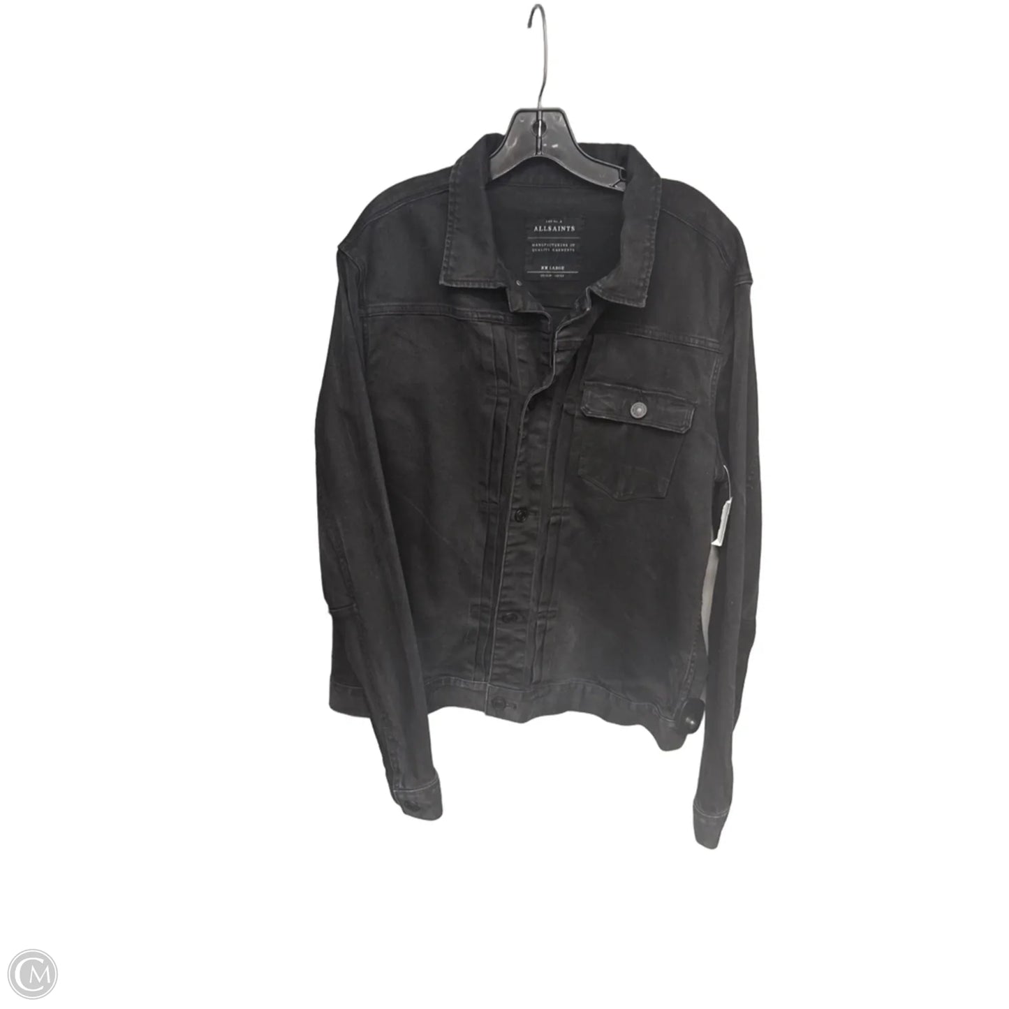 Jacket Designer By All Saints In Black Denim, Size: Xxl