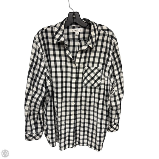Top Long Sleeve By Ava & Viv In Black & White, Size: 2x