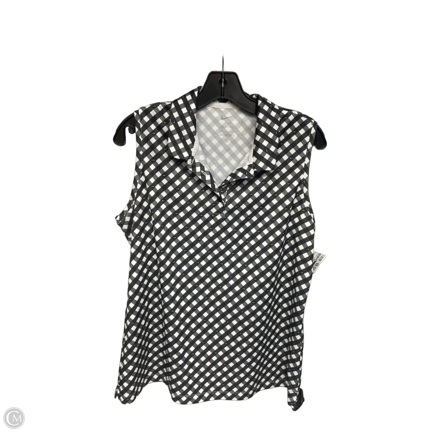 Athletic Tank Top By Nike Apparel In Black & White, Size: L