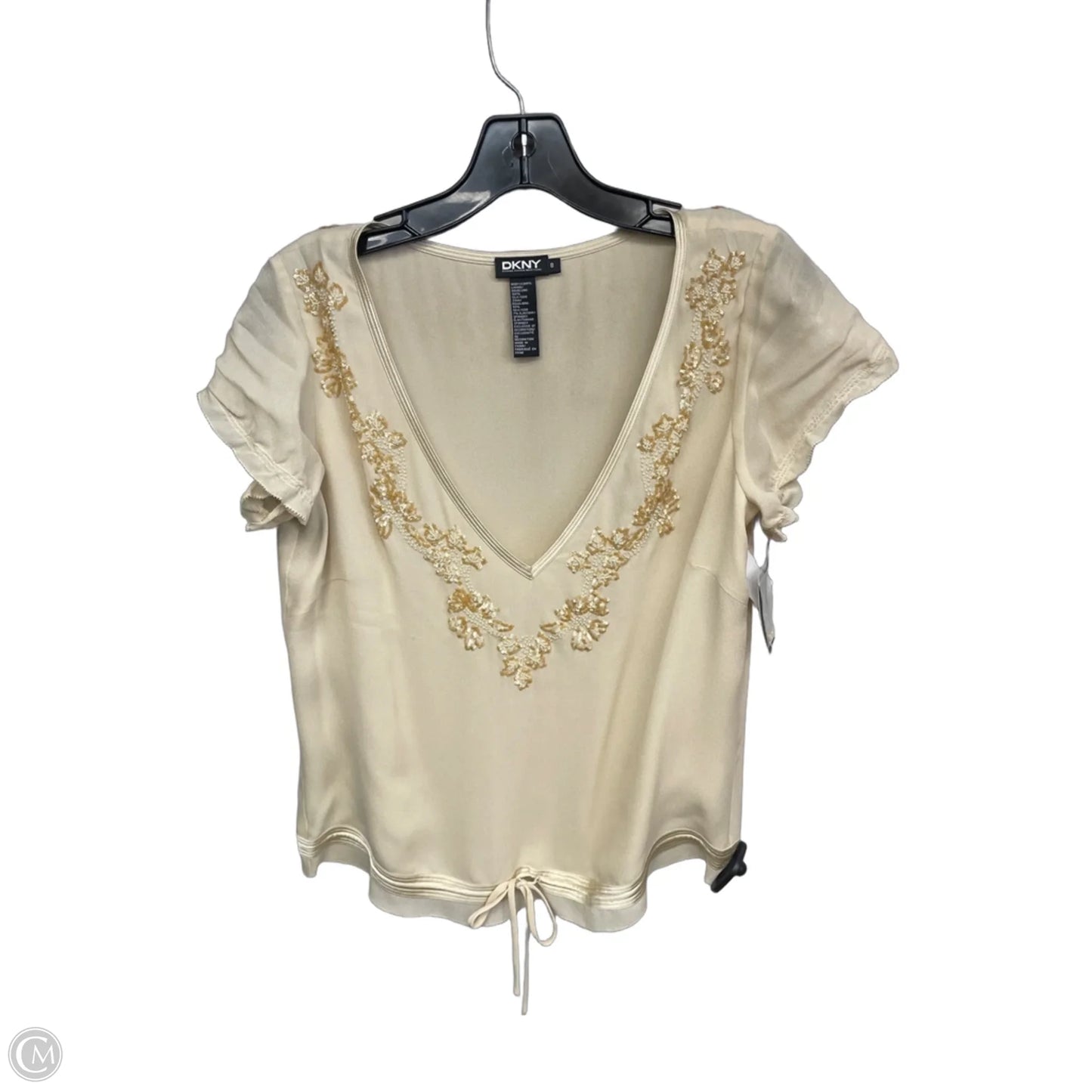 Top Short Sleeve By Dkny In Cream, Size: 8