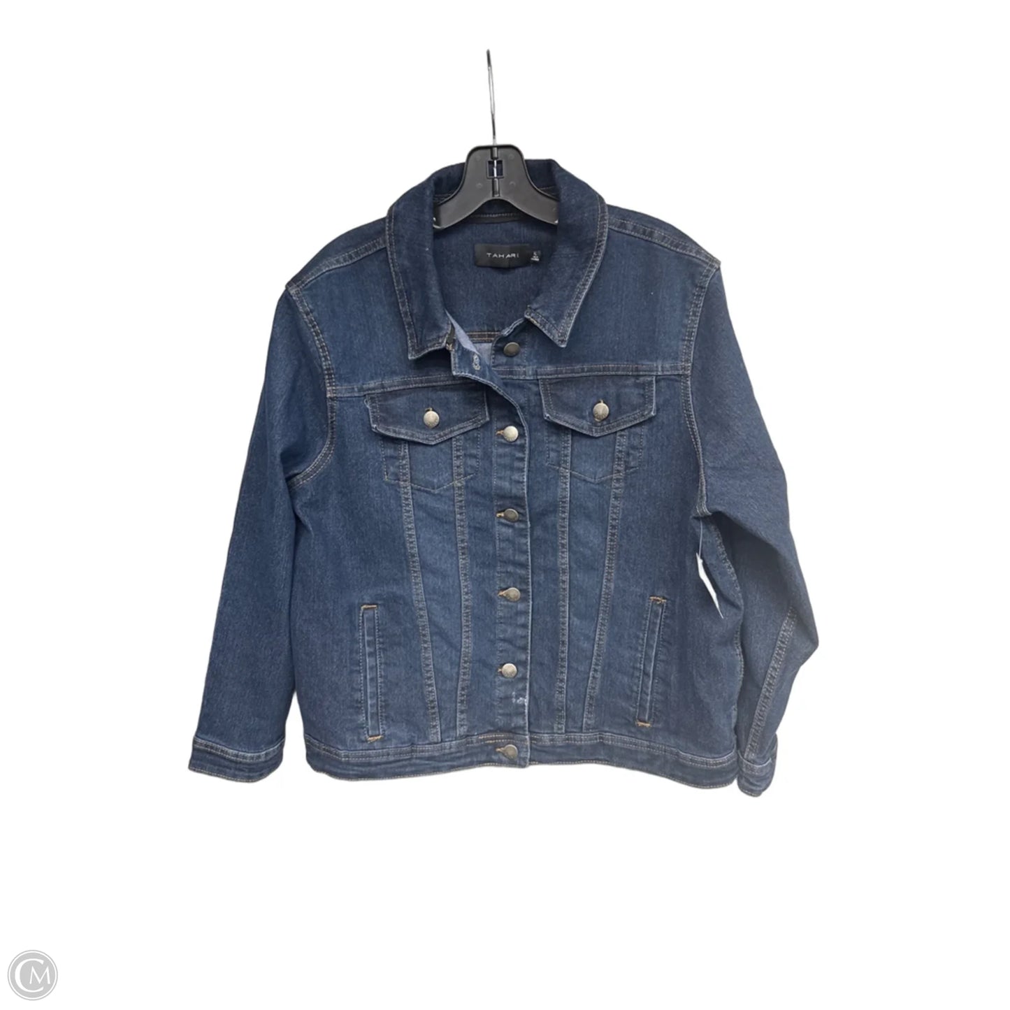 Jacket Denim By Tahari In Blue Denim, Size: Xl