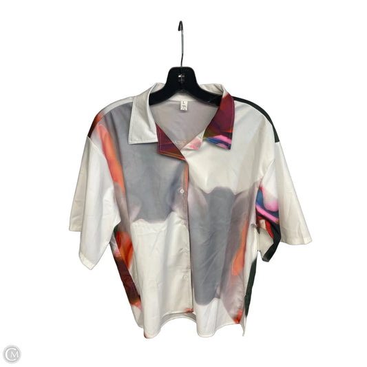 Top Short Sleeve By Clothes Mentor In Purple & White, Size: L