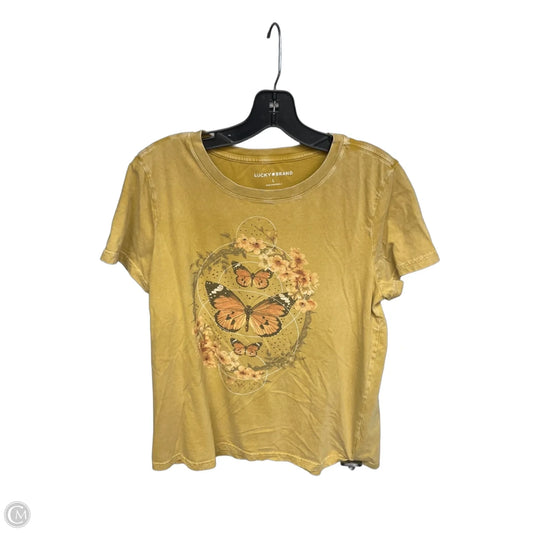 Top Short Sleeve By Lucky Brand In Yellow, Size: L