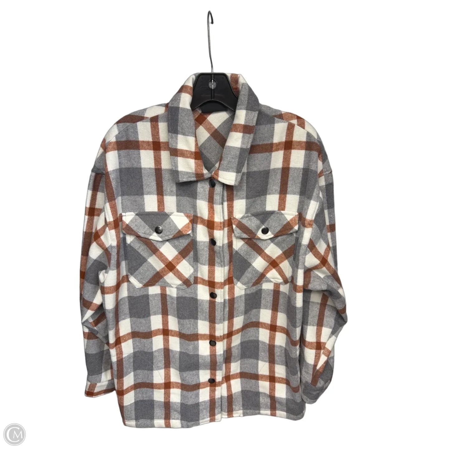 Jacket Shirt By Hfx In Plaid Pattern, Size: M
