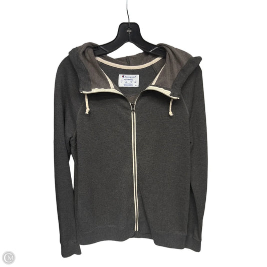 Athletic Sweatshirt Hoodie By Champion In Grey, Size: L