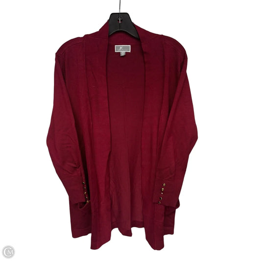 Cardigan By Jm Collections In Red, Size: Xl