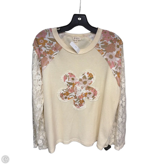 Top Long Sleeve By Pol In Cream & Pink, Size: M