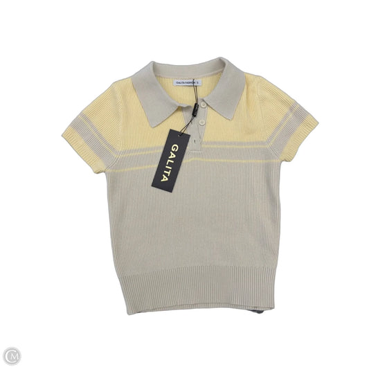 Top Short Sleeve By Galita Fashion In Cream & Yellow, Size: S