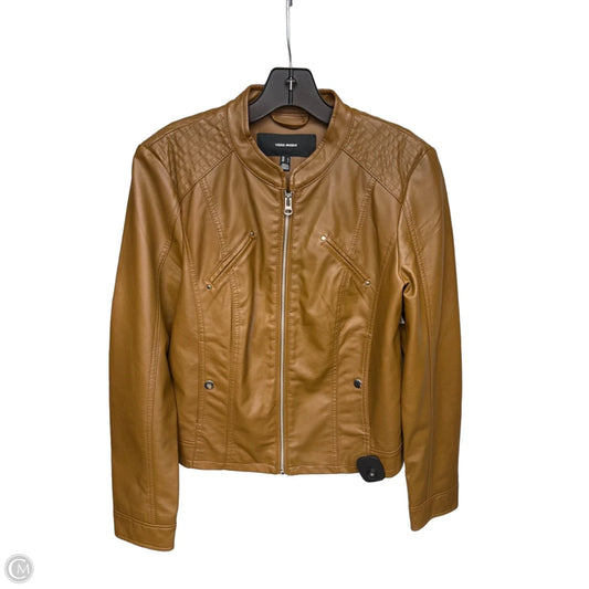 Jacket Leather By Vero Moda In Brown, Size: L