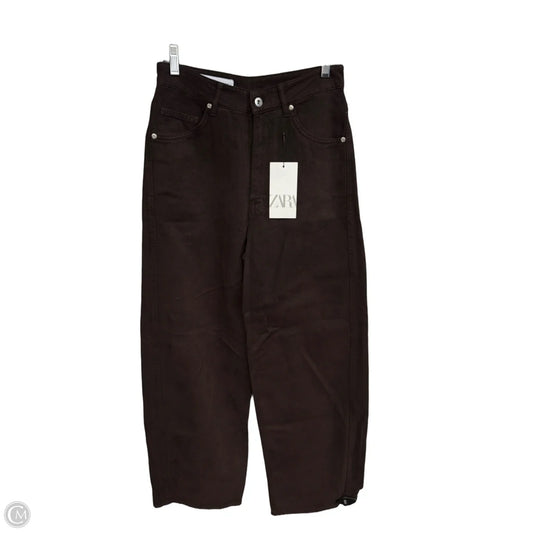 Jeans Wide Leg By Zara In Brown, Size: 0