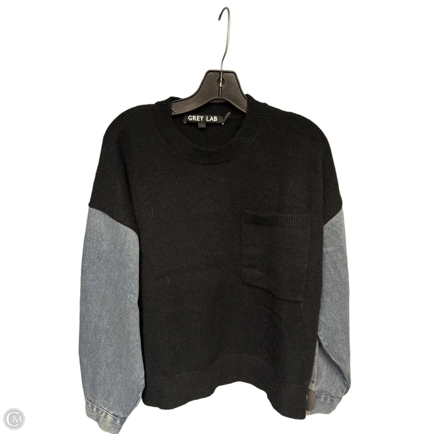 Sweater By Grey Lab In Black & Blue, Size: L