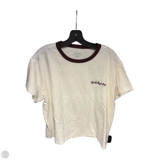 Top Short Sleeve By Tecovas In Cream & Red, Size: Xl