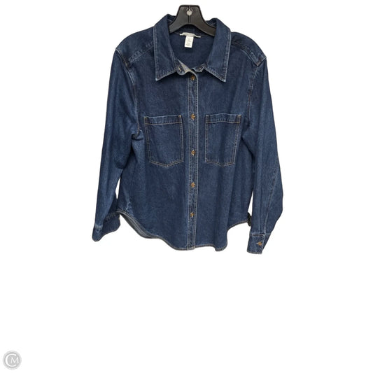 Jacket Denim By H&m In Blue Denim, Size: L