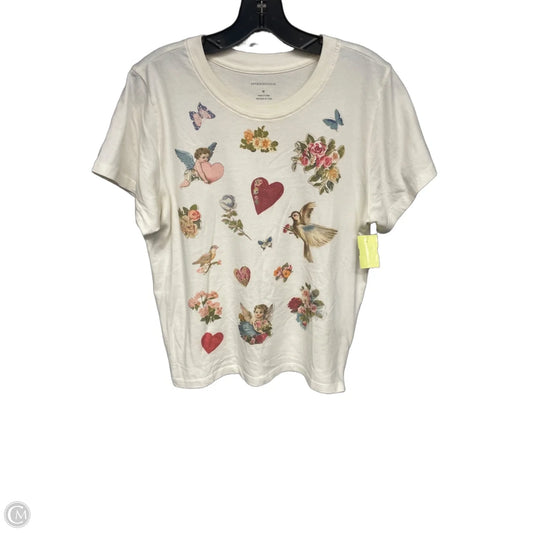 Top Short Sleeve By Anthropologie In Cream, Size: M