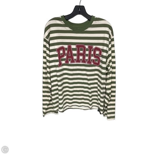 Top Long Sleeve By Anthropologie In Green & White, Size: L