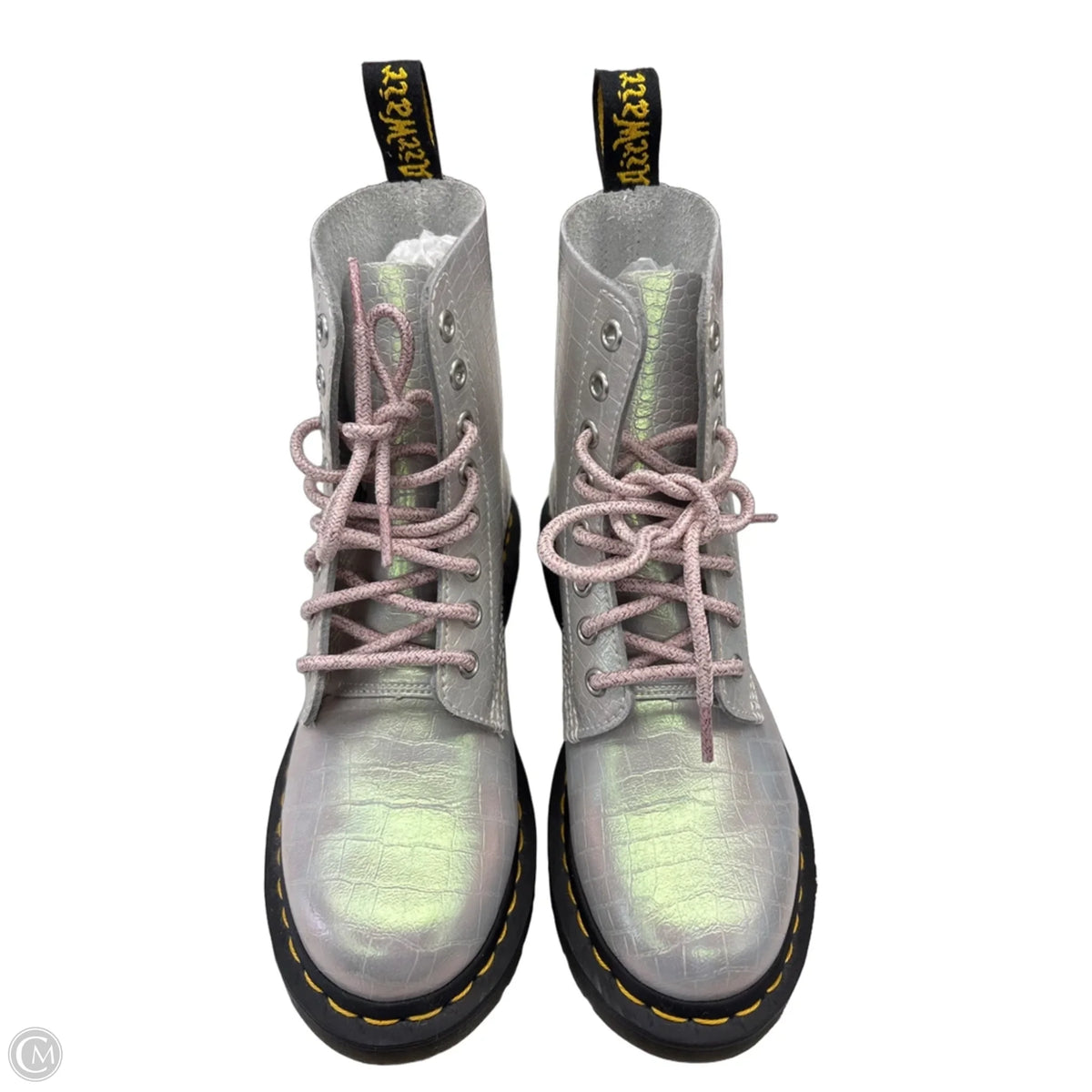Boots Designer By Dr Martens In Silver, Size: 6