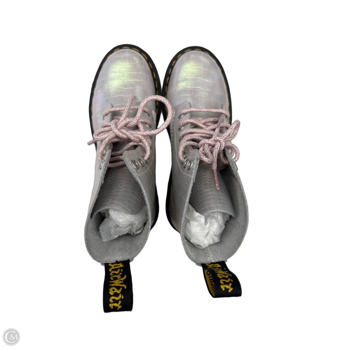 Boots Designer By Dr Martens In Silver, Size: 6