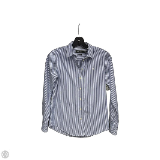 Top Long Sleeve By Lauren By Ralph Lauren In Blue & White, Size: Xs