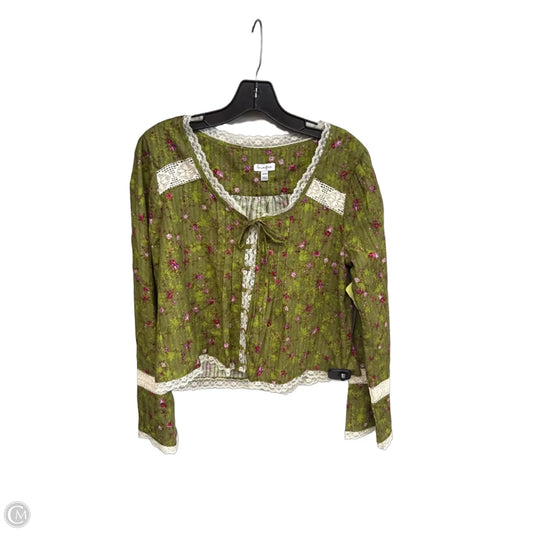 Top Long Sleeve By Love Fire In Green, Size: M