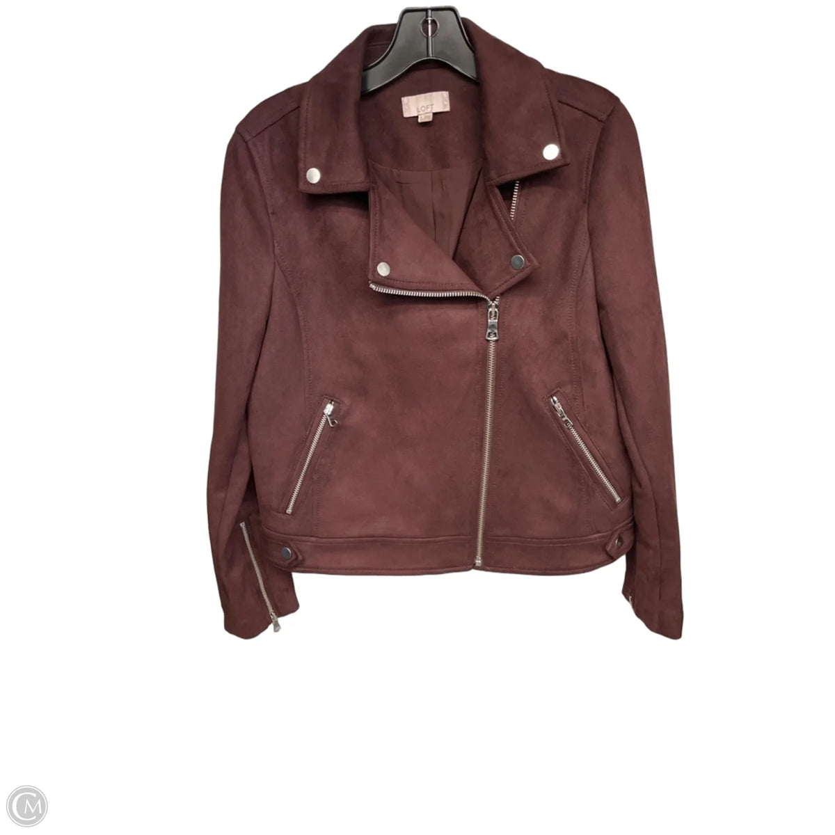 Jacket Moto By Loft In Burgundy, Size: S