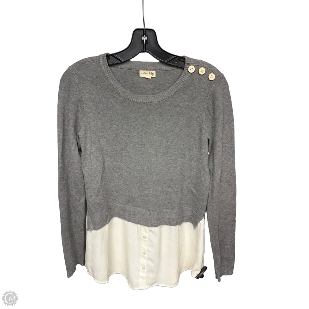 Top Long Sleeve By Maison Jules In Grey, Size: M