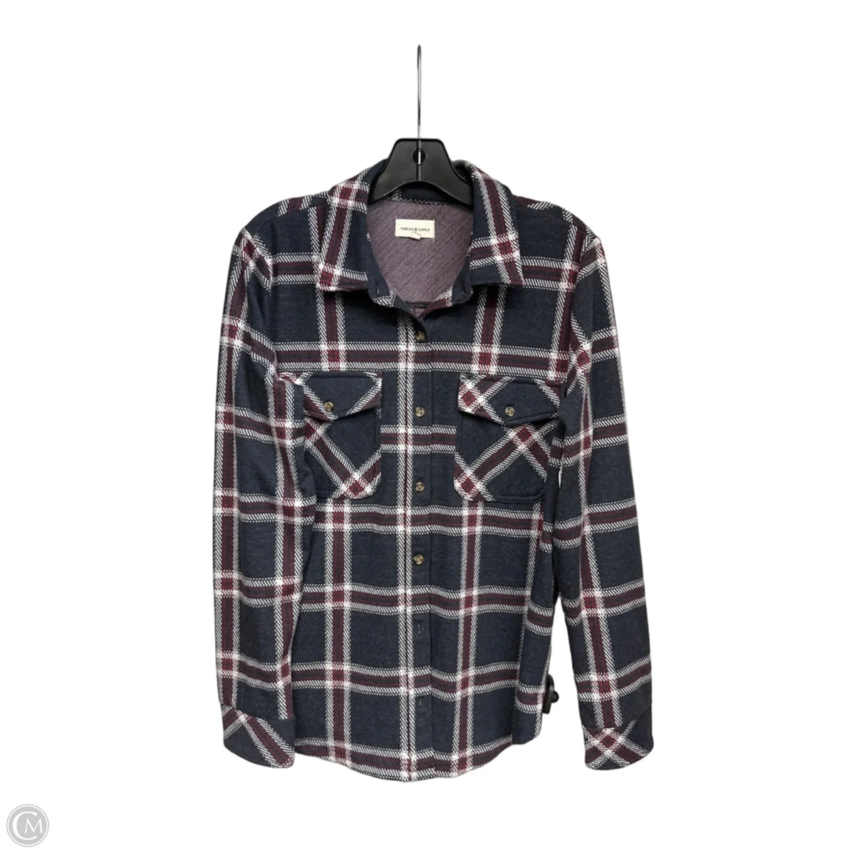Top Long Sleeve By Thread And Supply In Grey & Red, Size: M