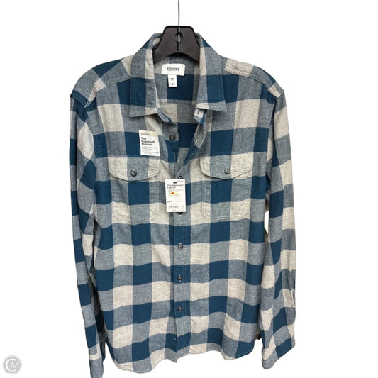 Top Long Sleeve By Sonoma In Blue & Grey, Size: S